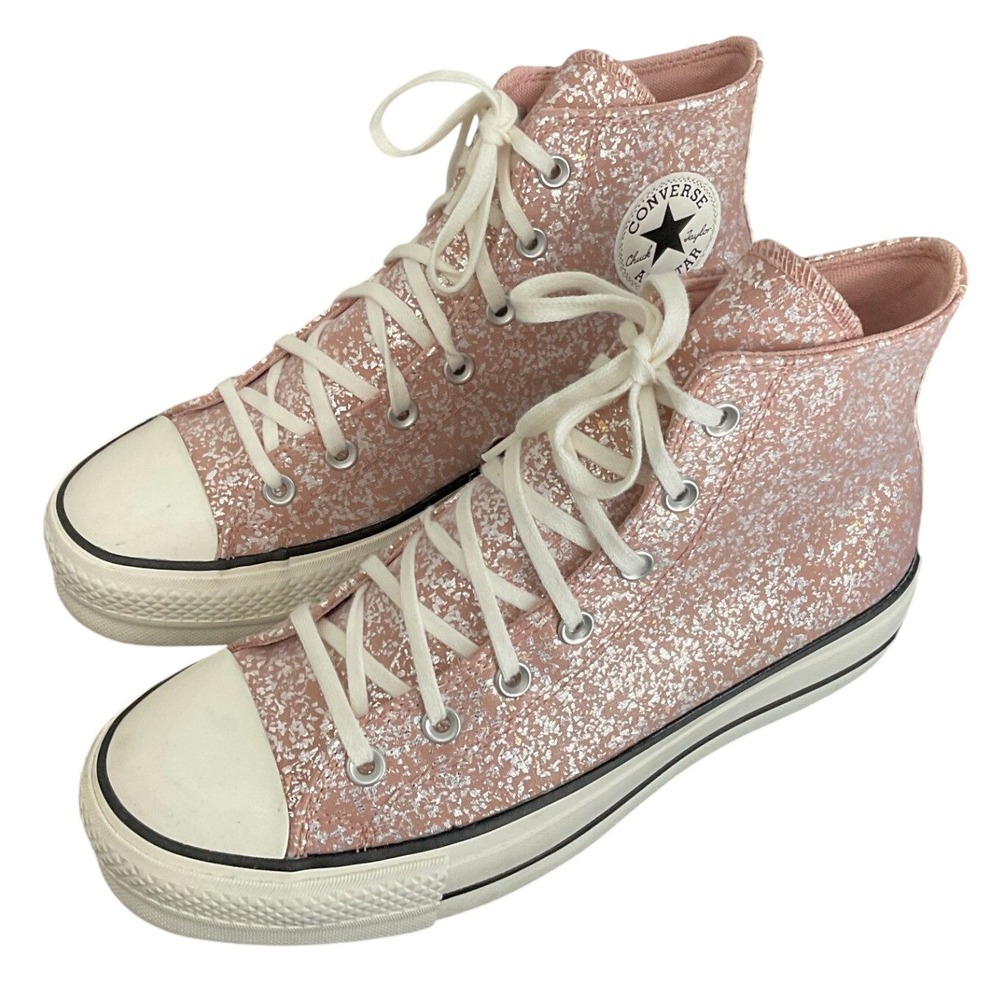 Converse Chuck Taylor All Star Lift Hi Pink Silver Metallic Platform A09422C 9.5